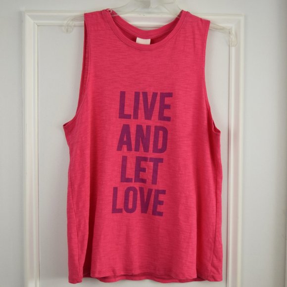 Cinq a Sept Live and Let Love Tee Tank Top Women Medium New Pink Summer Comfy - Picture 1 of 10